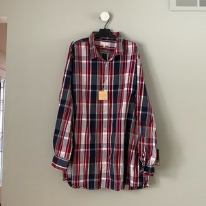 Men’s plaid button-down big&tall 3XLT Sonoma red, white &Blue new with tags